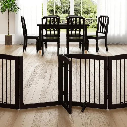 Freestanding Pet Gate  Dark Brown